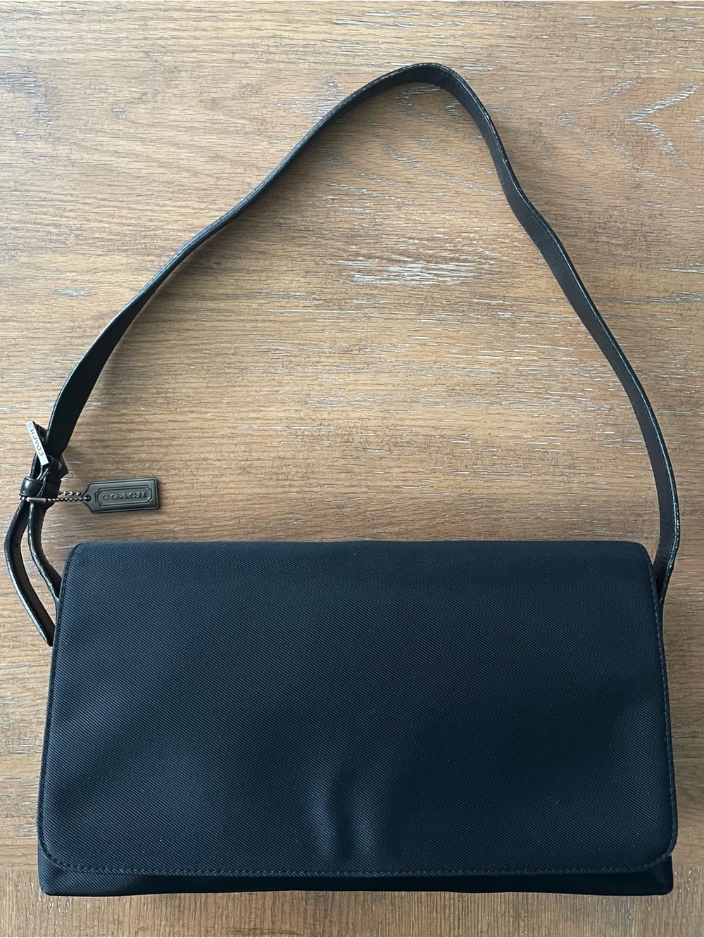 Coach Black Y2K Baguette Shoulder Bag with Leather Details and Strap